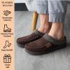 imageDearfoams Mens Brendan IndoorOutdoor Breathable Memory Foam Clog House Shoe with Wide Widths SlipperCoffee Twill