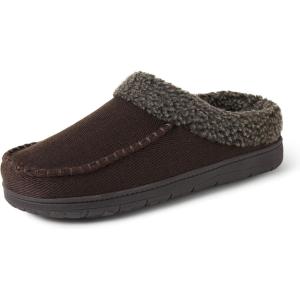 imageDearfoams Mens Brendan IndoorOutdoor Breathable Memory Foam Clog House Shoe with Wide Widths SlipperCoffee Twill