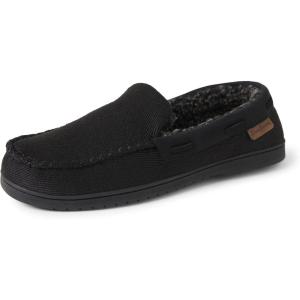 imageDearfoams mens Keaton Memory Foam Indoor Outdoor Moccasin With Wide Widths SlipperBlack Twill