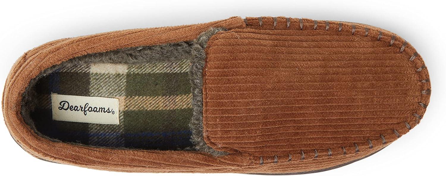 imageDearfoams Mens Cordurory Moccasin SlipOn LoaferChestnut