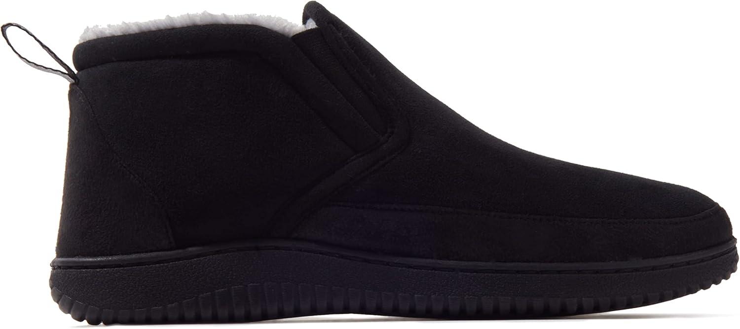 imageDearfoams mens Spencer Microsuede IndoorOutdoor Comfort Boot With Fleece LiningBlack