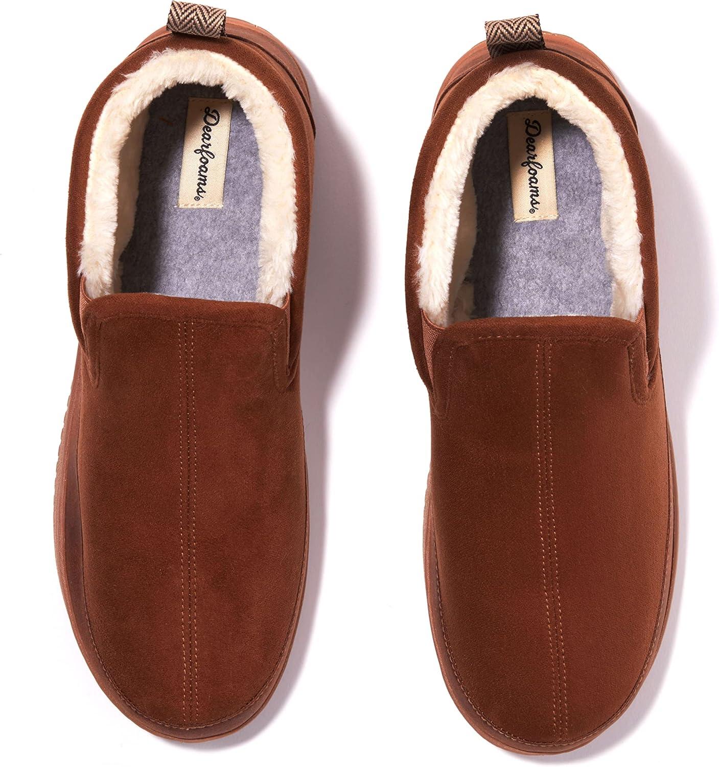 imageDearfoams mens Spencer Microsuede IndoorOutdoor Comfort Boot With Fleece LiningChestnut