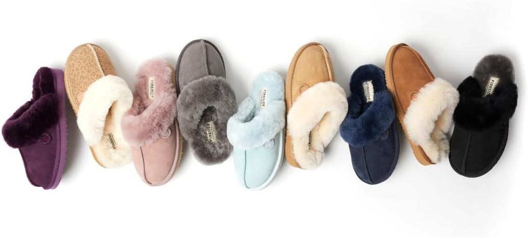 imageDearfoams Womens Fireside Sydney Shearling Fur Slippers Wide width availableBlue Wash
