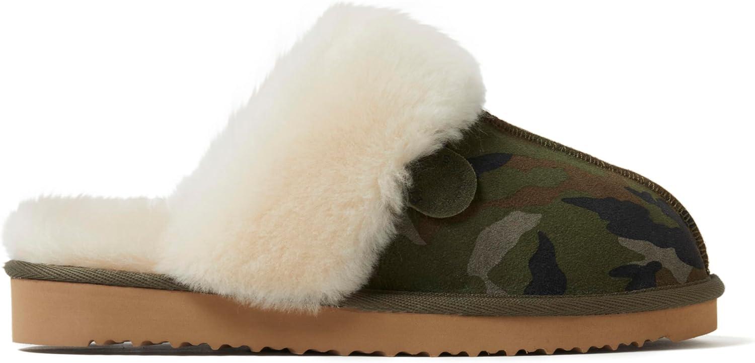 imageDearfoams Womens Fireside Sydney Shearling Fur Slippers Wide width availableCamo