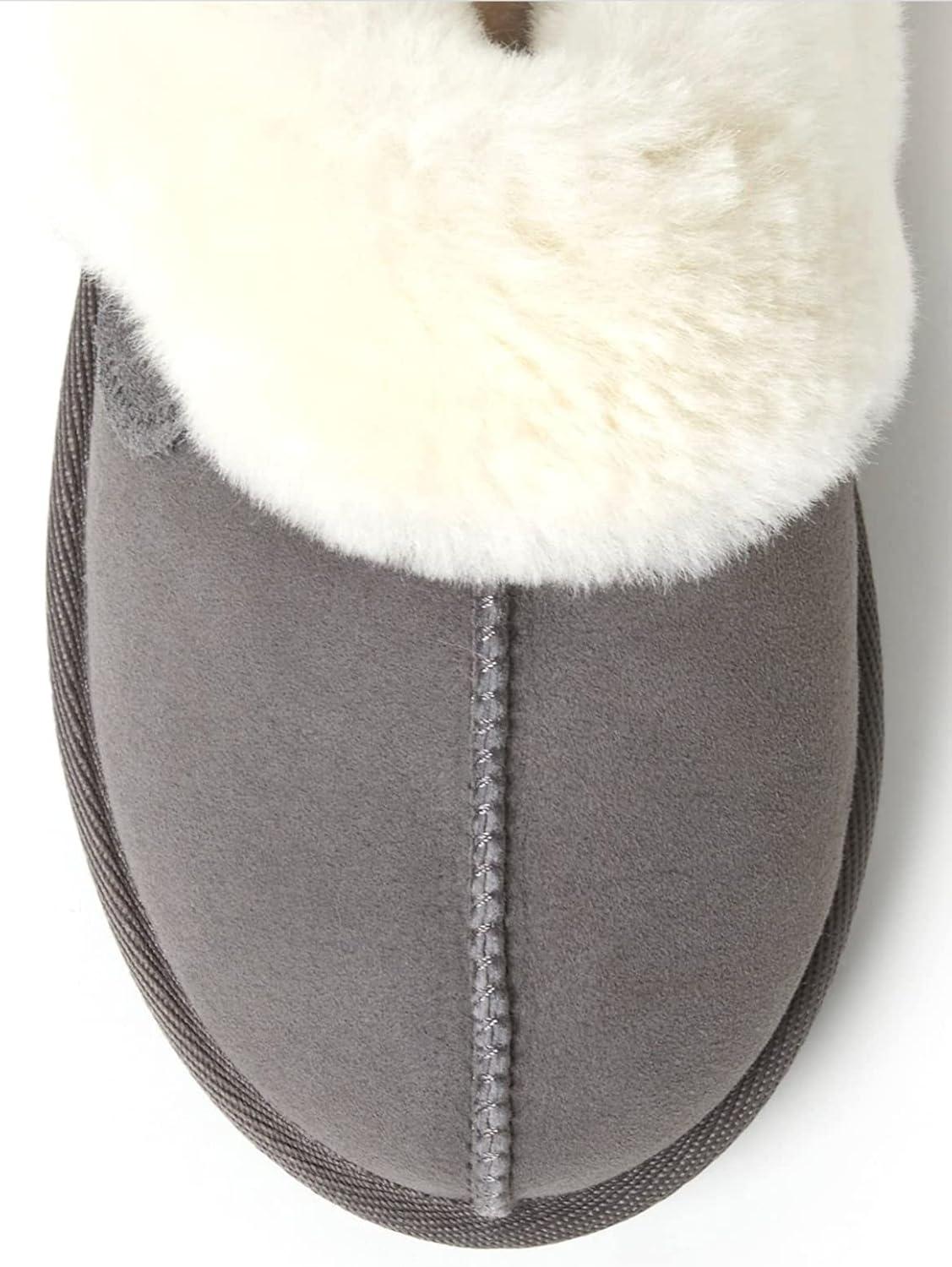 imageDearfoams Womens Fireside Sydney Shearling Fur Slippers Wide width availableGrey Multi