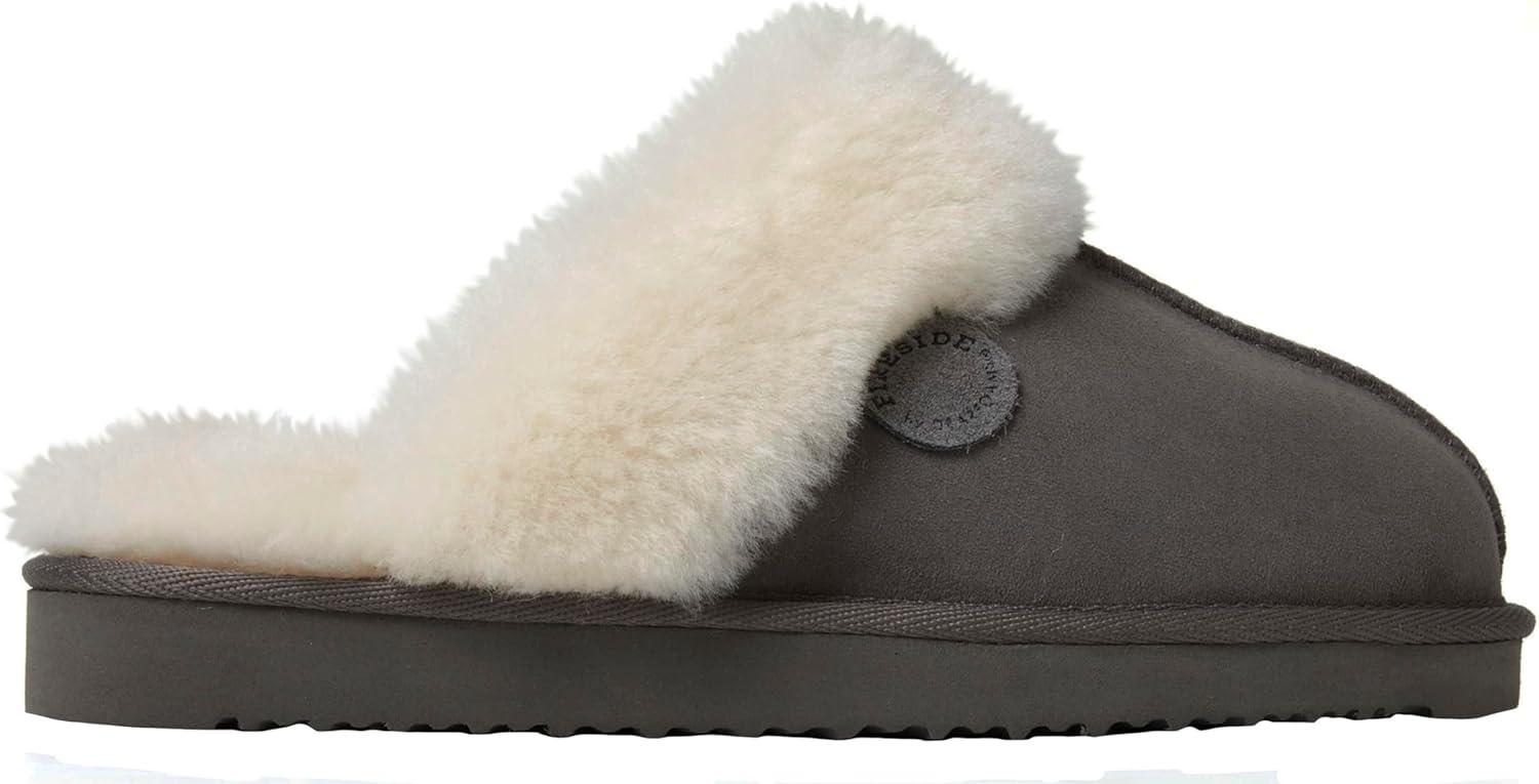 imageDearfoams Womens Fireside Sydney Shearling Fur Slippers Wide width availableGrey Multi