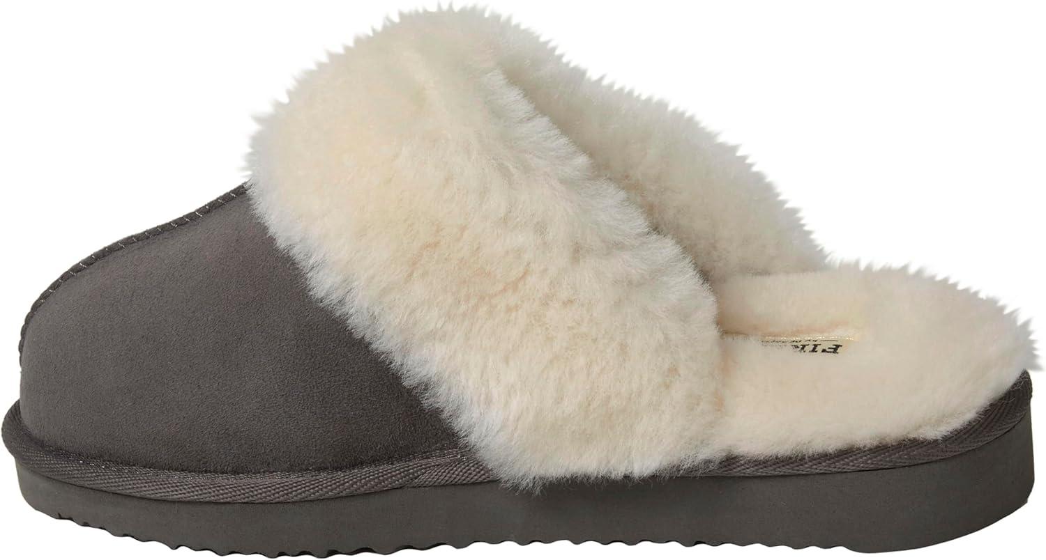 imageDearfoams Womens Fireside Sydney Shearling Fur Slippers Wide width availableGrey Multi