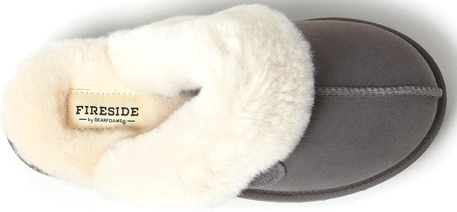 imageDearfoams Womens Fireside Sydney Shearling Fur Slippers Wide width availableGrey Multi