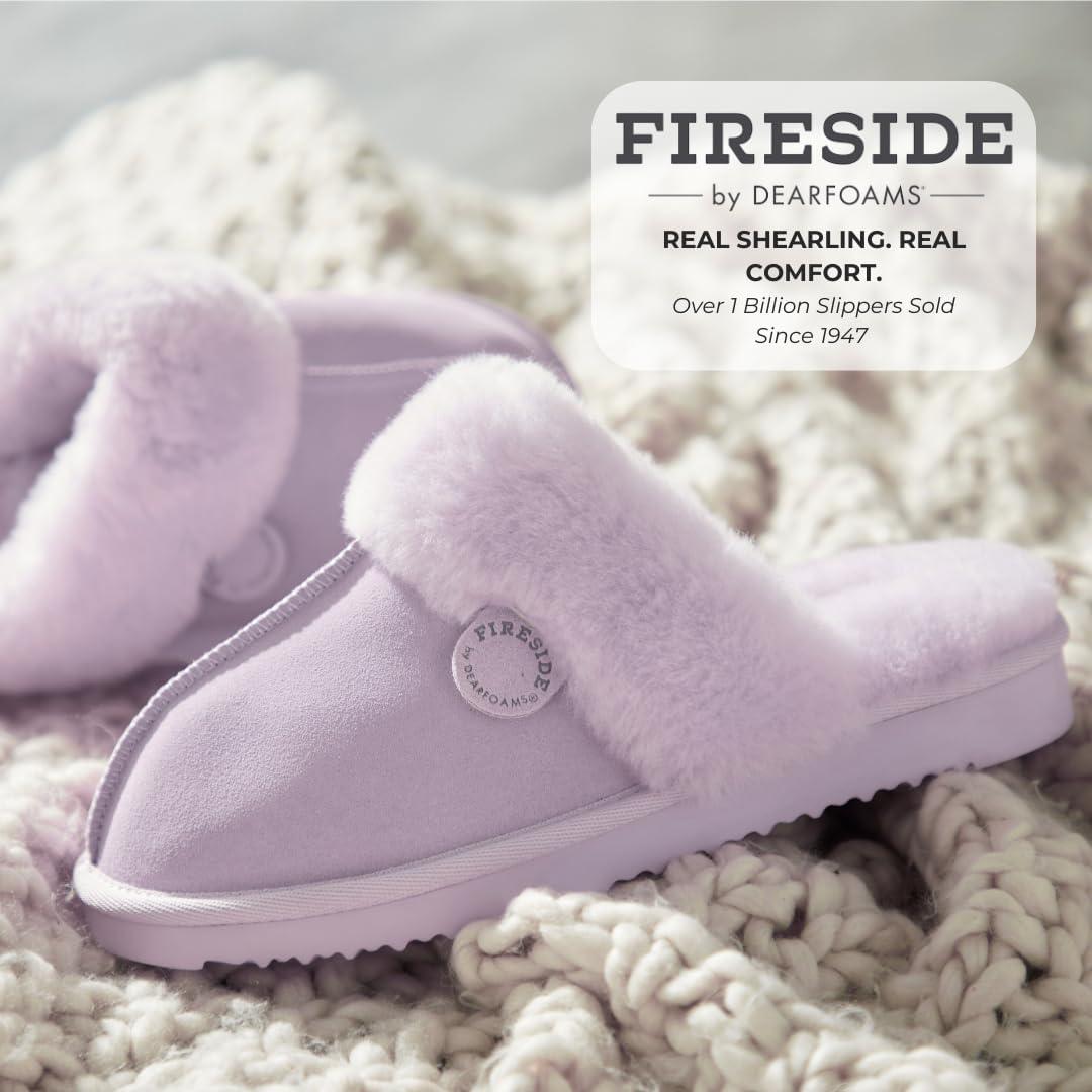 imageDearfoams Womens Fireside Sydney Shearling Fur Slippers Wide width availableLilac