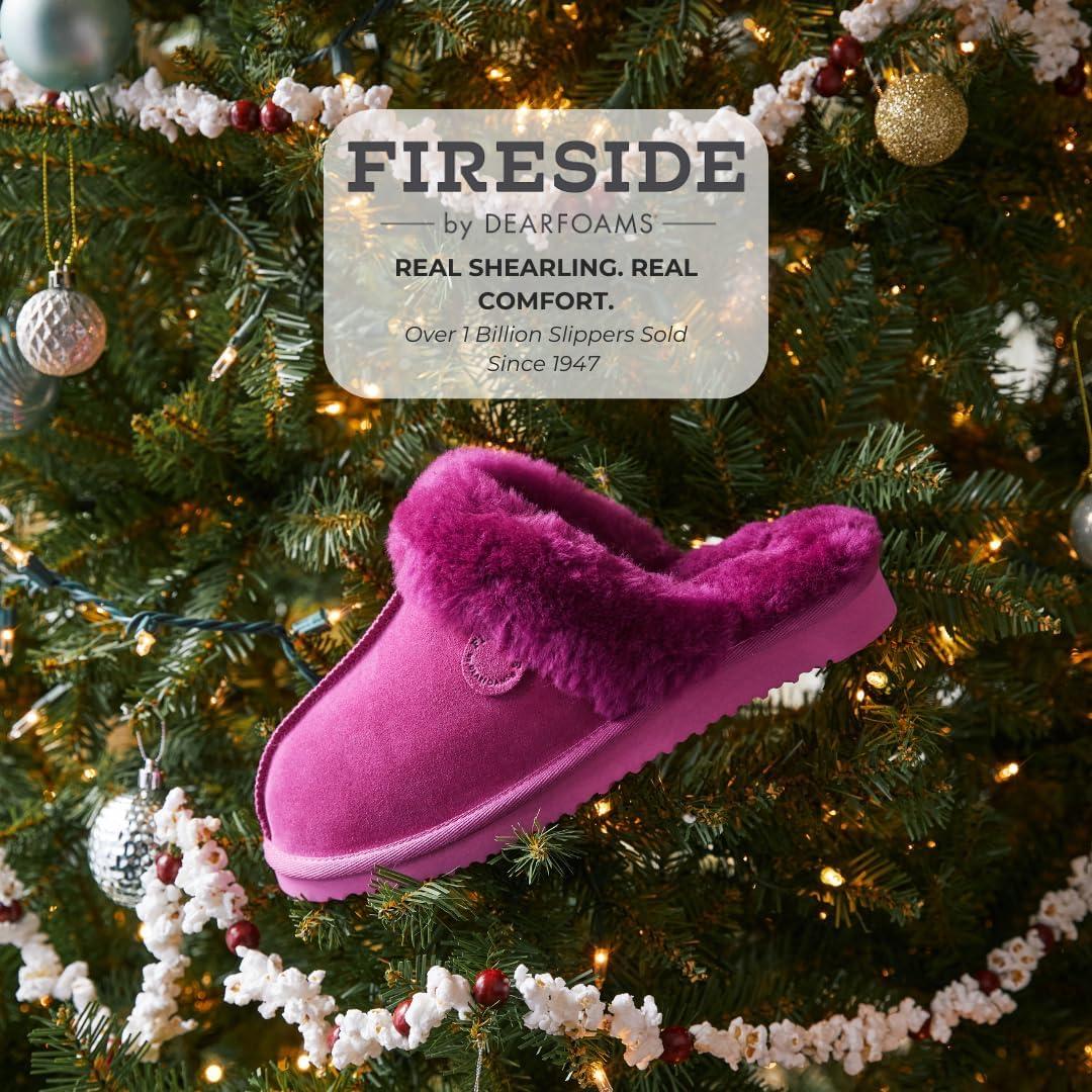 imageDearfoams Womens Fireside Sydney Shearling Fur Slippers Wide width availableMystic Purple