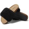 imageDearfoams Womens Fireside Canberra Shearling Cork Footbed Easy onOff Slide SandalBlack