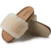 imageDearfoams Womens Fireside Canberra Shearling Cork Footbed Easy onOff Slide SandalNatural