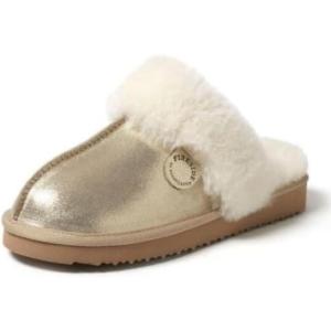 imageDearfoams Womens Fireside Sydney Shearling Fur Slippers Wide width availableGold