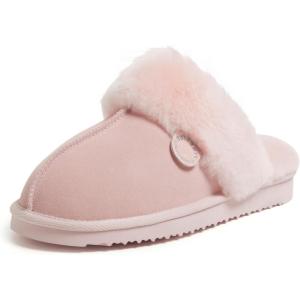 imageDearfoams Womens Fireside Sydney Shearling Fur Slippers Wide width availablePink