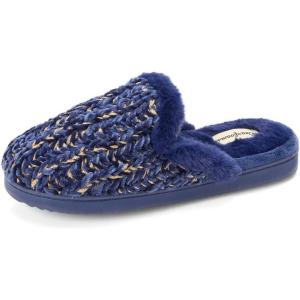 imageDearfoams Womens Memory Foam House Shoes Gifts for Her Paris Scuff SlipperPeacoat