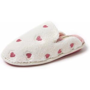 imageDearfoams Womens Novelty Gift Teddy Sherpa Scuff Slip On House Shoe SlipperPink Hearts