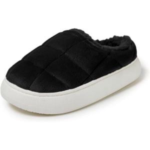 imageDearfoams Womens Quilted Cloud Puff Lightweight Cozy Shea Clog with Platform Cushioned Outsole SlipperBlack