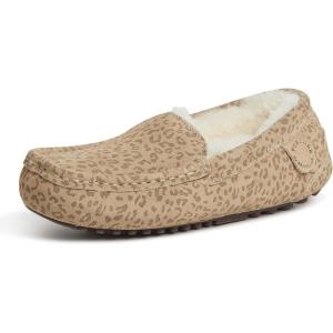 imageFireside by Dearfoams Womens Fireside Mel Shearling IndoorOutdoor Moccasin Slipper with Wide WidthsLeopard