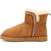 imageDearfoams Womens Fireside Shearling Water Resistant IndoorOutdoor Foldover Boot SlipperChestnut Taping