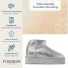imageFireside by Dearfoams Womens Shearling Kingston Platform Mini Boot AnkleSilver Platform