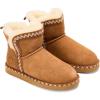 imageDearfoams Womens Fireside Shearling Water Resistant IndoorOutdoor Foldover Boot SlipperChestnut Taping