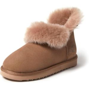 imageDearfoams Womens Fireside Shearling Water Resistant IndoorOutdoor Foldover Boot SlipperDriftwood
