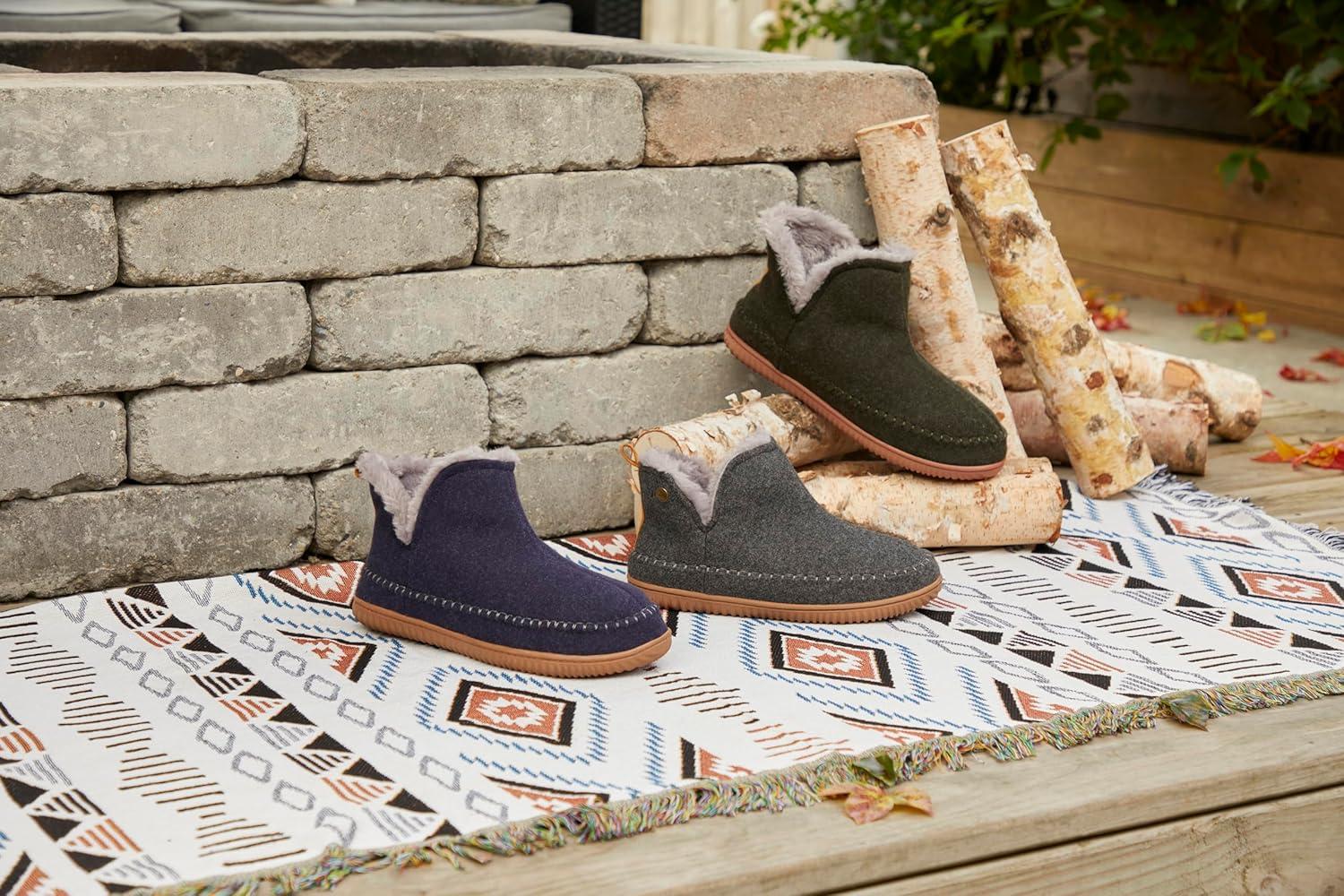 imageDearfoams Mens Brixen IndoorOutdoor Memory Foam Boot Alpine Camping Cozy Slipper House Shoe AnkleGrey Combo