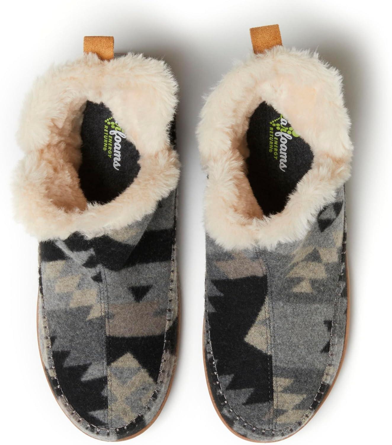 imageDearfoams Mens Brixen IndoorOutdoor Memory Foam Boot Alpine Camping Cozy Slipper House Shoe AnkleGrey Combo