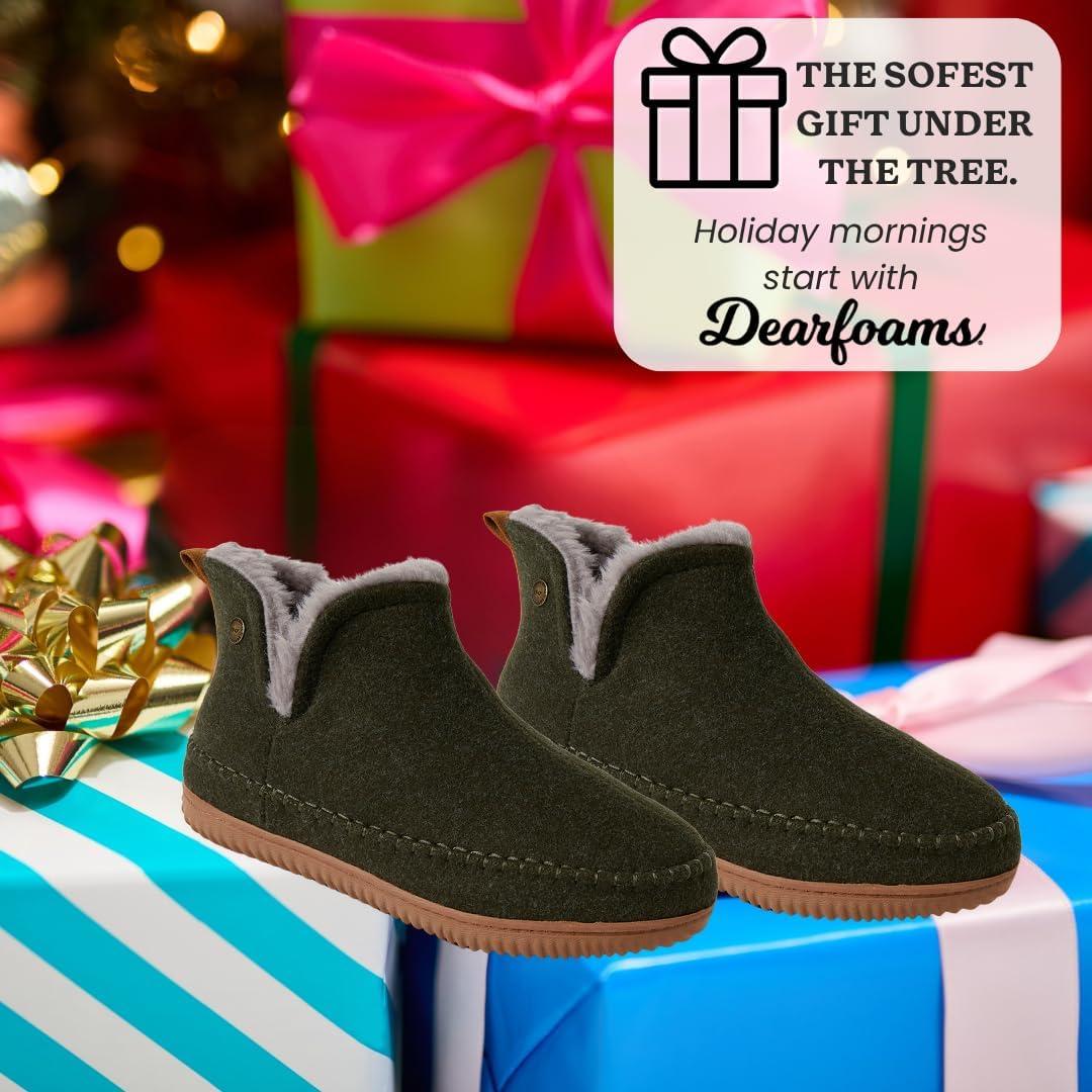 imageDearfoams Mens Brixen IndoorOutdoor Memory Foam Boot Alpine Camping Cozy Slipper House Shoe AnkleLoden