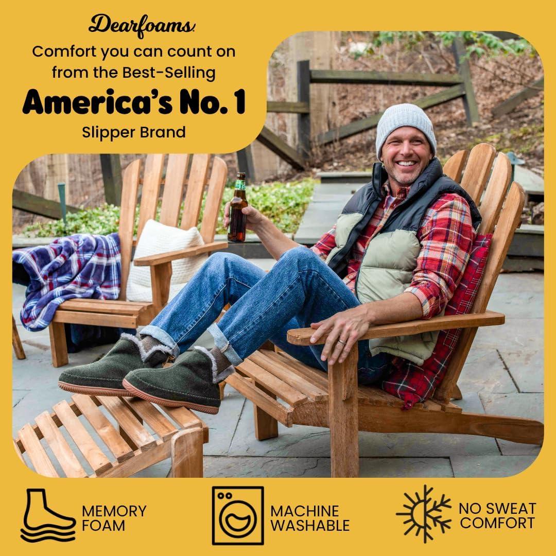 imageDearfoams Mens Brixen IndoorOutdoor Memory Foam Boot Alpine Camping Cozy Slipper House Shoe AnkleLoden