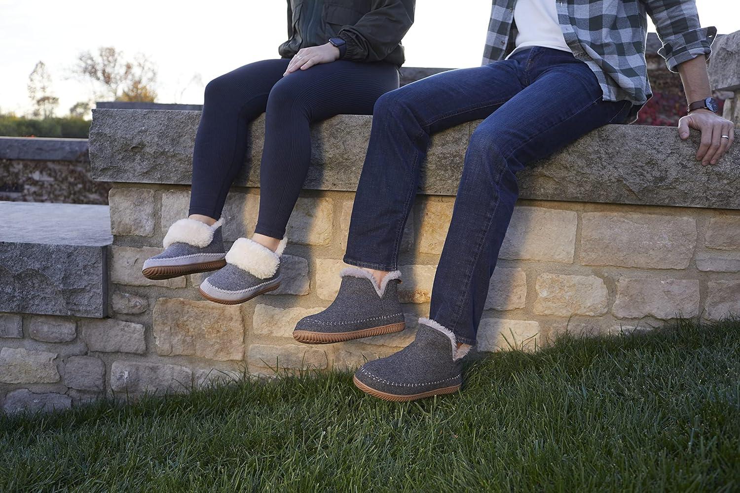 imageDearfoams Mens Brixen IndoorOutdoor Memory Foam Boot Alpine Camping Cozy Slipper House Shoe AnkleNavy Heather