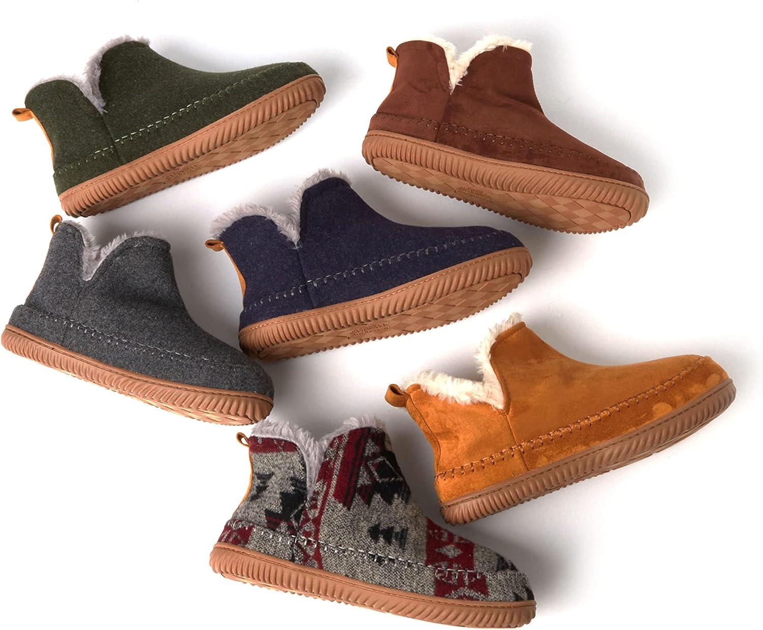 imageDearfoams Mens Brixen IndoorOutdoor Memory Foam Boot Alpine Camping Cozy Slipper House Shoe AnkleNavy Heather