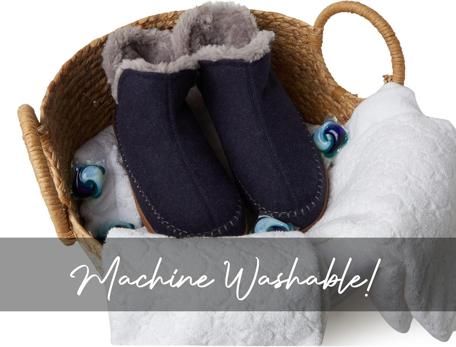 imageDearfoams Mens Brixen IndoorOutdoor Memory Foam Boot Alpine Camping Cozy Slipper House Shoe AnkleNavy Heather