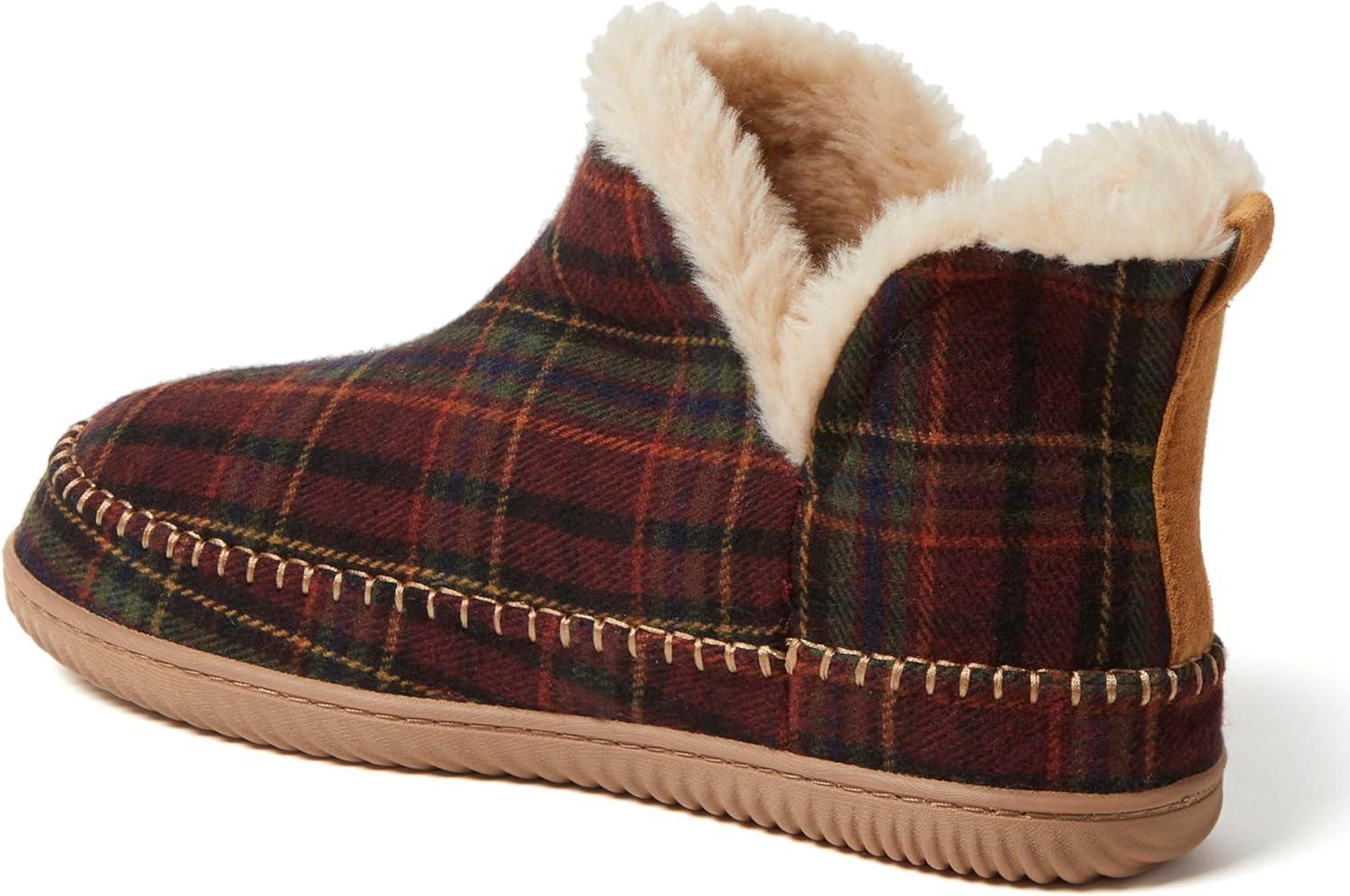 imageDearfoams Mens Brixen IndoorOutdoor Memory Foam Boot Alpine Camping Cozy Slipper House Shoe AnkleRed Plaid