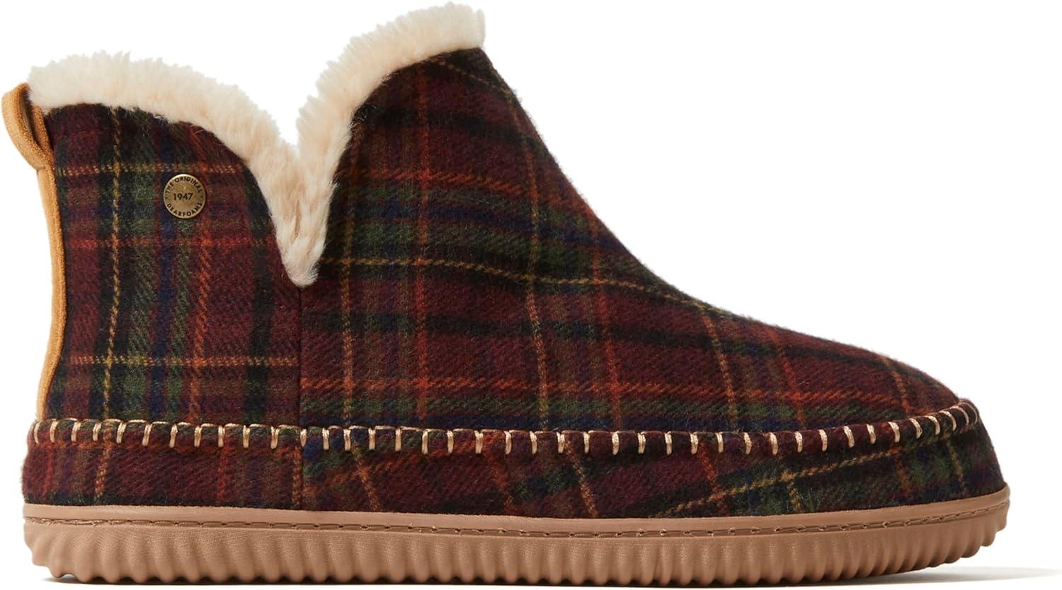 imageDearfoams Mens Brixen IndoorOutdoor Memory Foam Boot Alpine Camping Cozy Slipper House Shoe AnkleRed Plaid