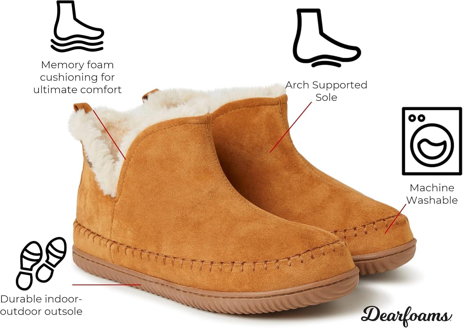 imageDearfoams Mens Brixen IndoorOutdoor Memory Foam Boot Alpine Camping Cozy Slipper House Shoe AnkleWhiskey