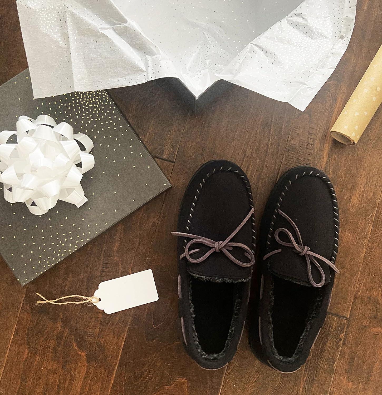 imageDearfoams Mens Microsuede Moccasin with Tie SlipperBlack