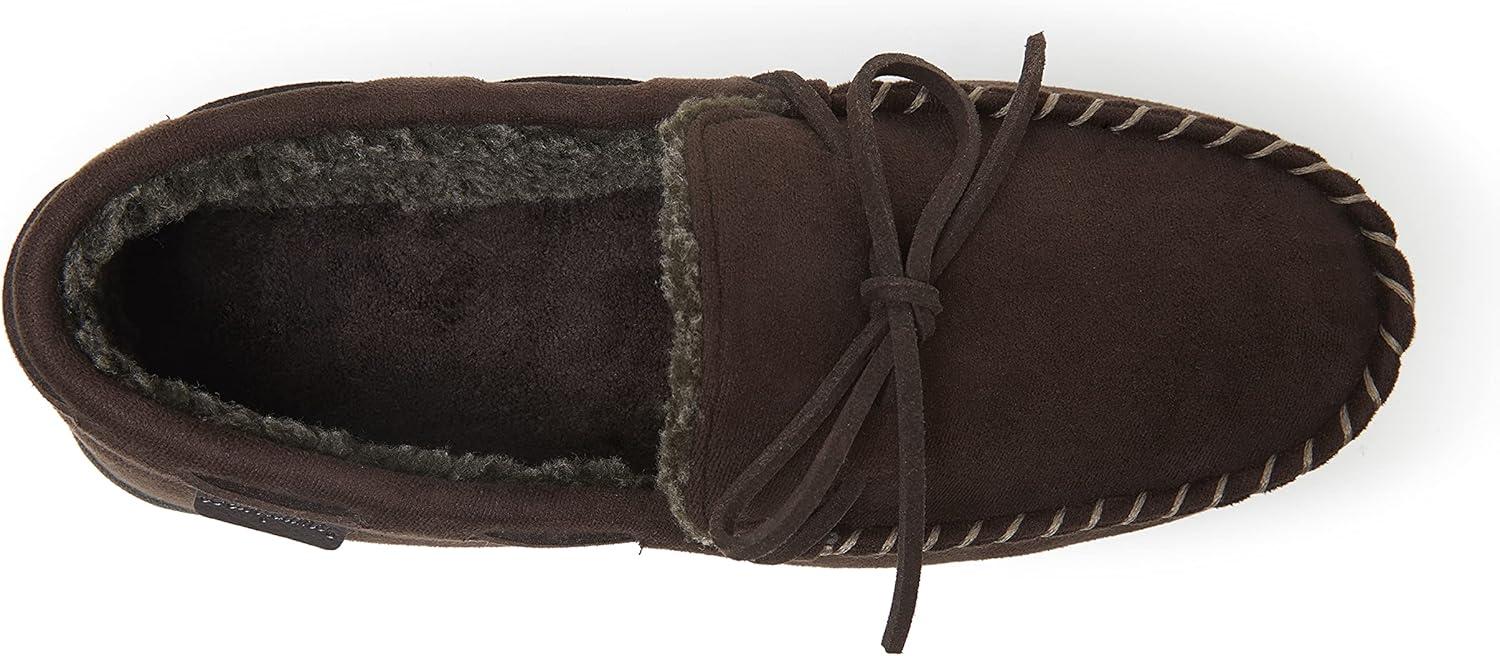 imageDearfoams Mens Microsuede Moccasin with Tie SlipperCoffee