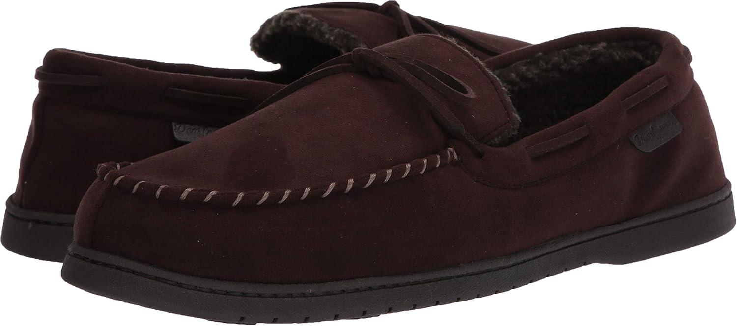 imageDearfoams Mens Microsuede Moccasin with Tie SlipperCoffee