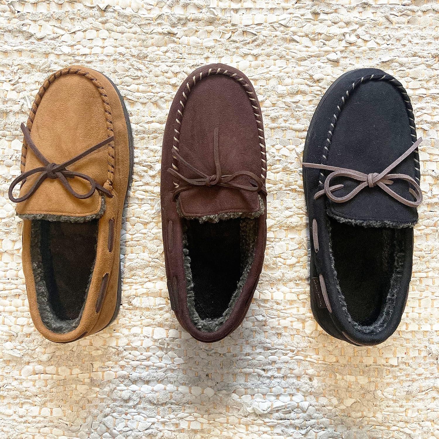 imageDearfoams Mens Microsuede Moccasin with Tie SlipperCoffee