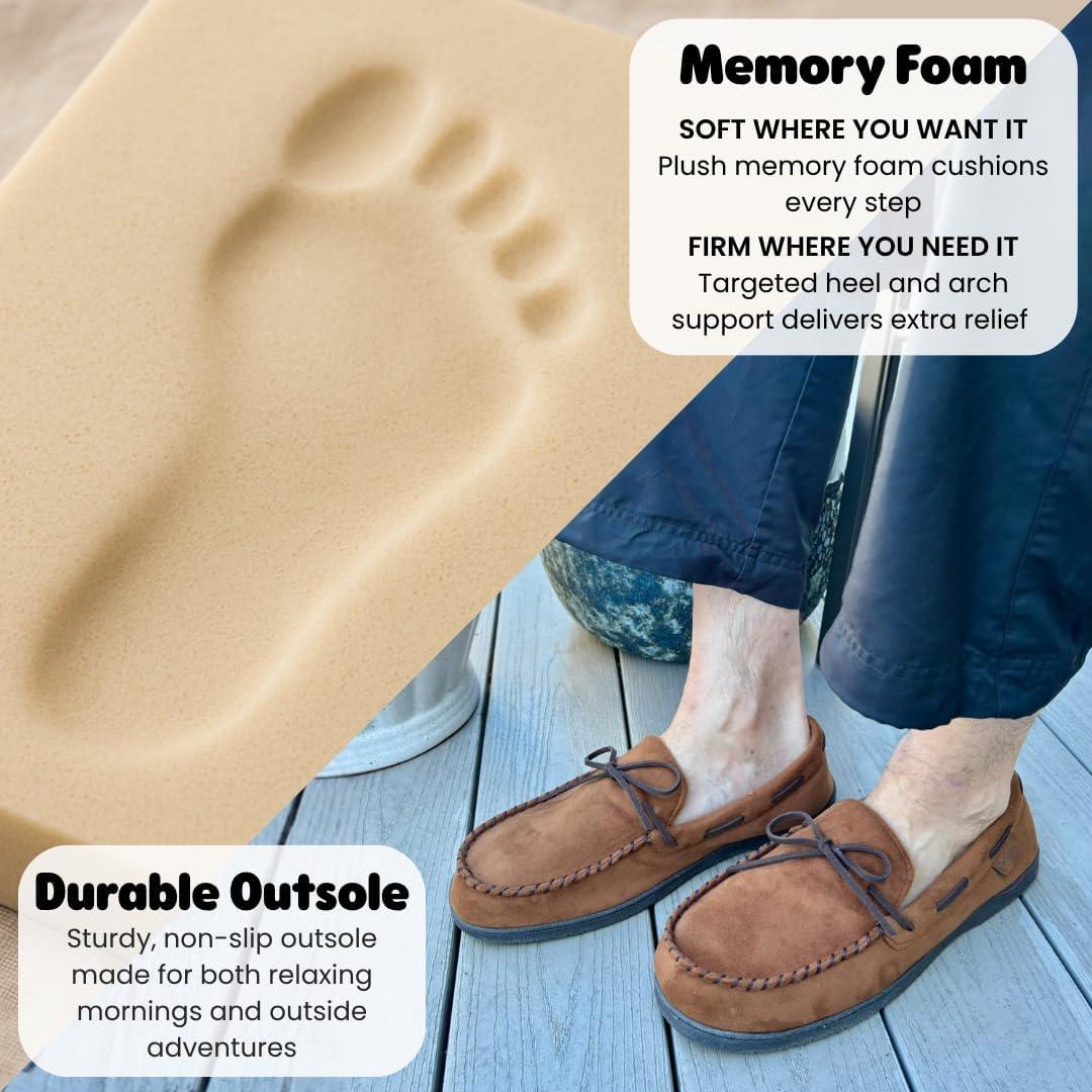 imageDearfoams Mens Microsuede Moccasin with Tie SlipperTan