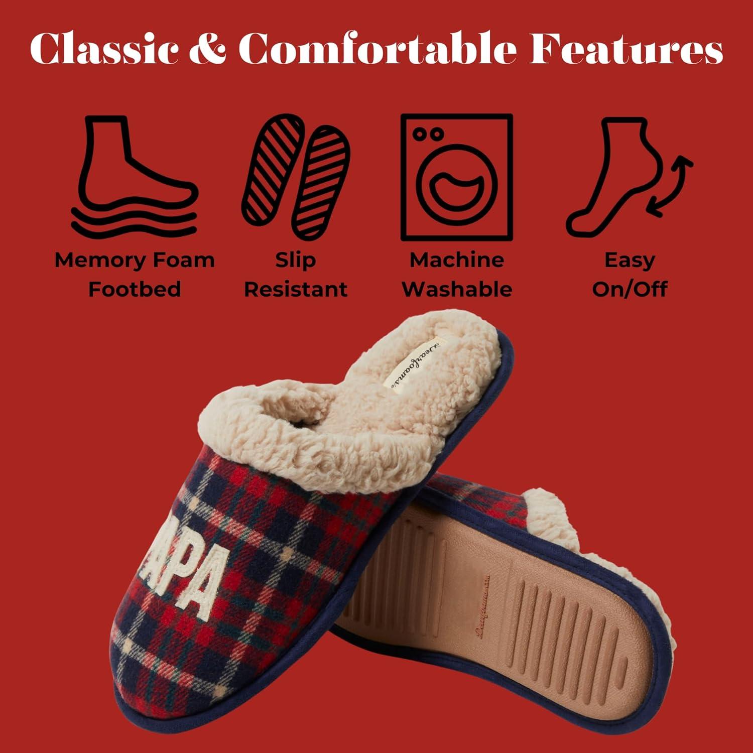 imageDearfoams Mens Papa Bear Matching Family Gifts for Dad Clog SlipperPeacoat