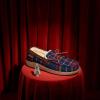 imageDearfoams Mens Indoor Outdoor Breathable Pierce Moccasin SlipperBlue Plaid