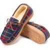 imageDearfoams Mens Indoor Outdoor Breathable Pierce Moccasin SlipperBlue Plaid