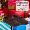 imageDearfoams Mens Microsuede Moccasin with Tie SlipperBrown