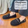 imageDearfoams Mens Microsuede Moccasin with Tie SlipperSolid Black