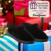 imageDearfoams Womens Genuine Suede Clogs Doreen Memory Foam House Slippers Indoor House ShoesBlack
