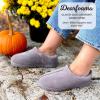 imageDearfoams Womens Genuine Suede Clogs Doreen Memory Foam House Slippers Indoor House ShoesGrey