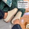 imageDearfoams Womens Genuine Suede Clogs Doreen Memory Foam House Slippers Indoor House ShoesSand