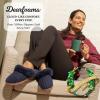 imageDearfoams Womens Memory Foam Cozy Soft House Slippers Gifts for Women Hannah Knit Clog House ShoesPeacoat Solid